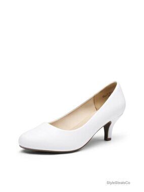 Kitten Heel Pump Round Toe Slip On Comfortable